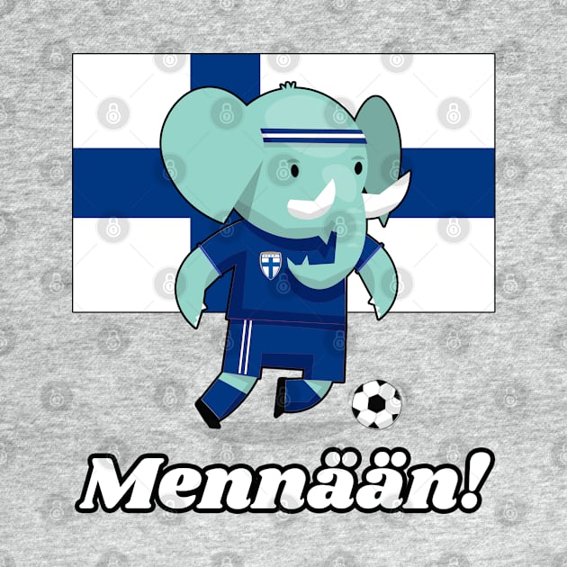 ⚽ Finland Football, Cute Elephant Kicks Ball, Mennään! Team Spirit by Pixoplanet